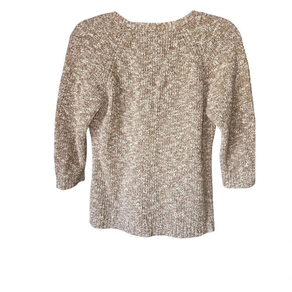 Christopher‎ and Banks Brown /White 100% Cotton Knit Sweater Women's Size  Large